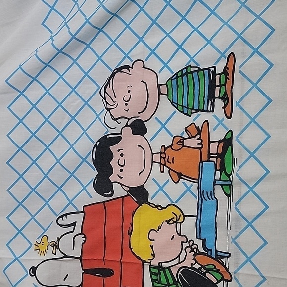 Vintage 1970s Peanuts Snoopy Gang Twin No Iron Muslin Made in the USA Flat Sheet - Picture 3 of 9